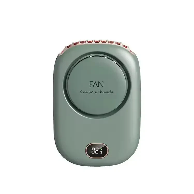 Вентилятор портативний FAN DQ203 на шию з акумулятором USB Type-C LED Green