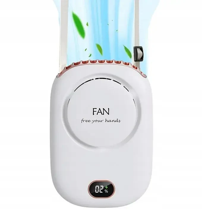 Вентилятор портативний FAN DQ203 на шию з акумулятором USB Type-C LED White