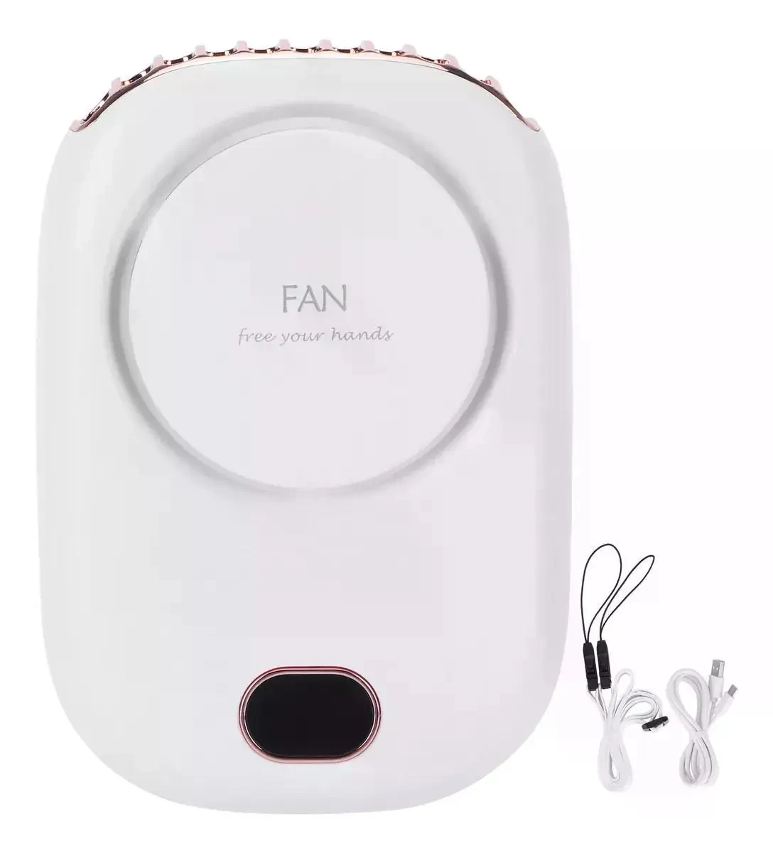 Вентилятор портативний FAN DQ203 на шию з акумулятором USB Type-C LED White