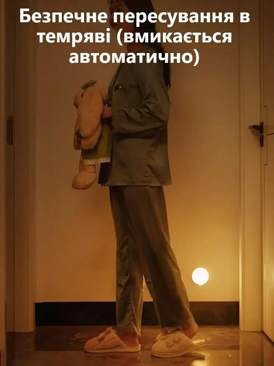 LED Нічник світильник 4 штуки в наборі з датчиком руху (Холодне біле світло) — USB заряджається, для кухні, шафи, сходів,