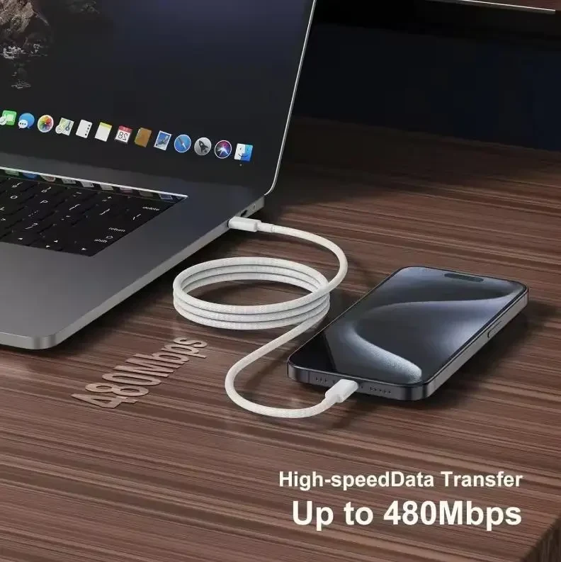 Набір кабелів 3шт. USB-C → USB-C 100W Fast Charging, 3 шт – швидка зарядка для iPhone, Samsung, Xiaomi, Huawei | Білий