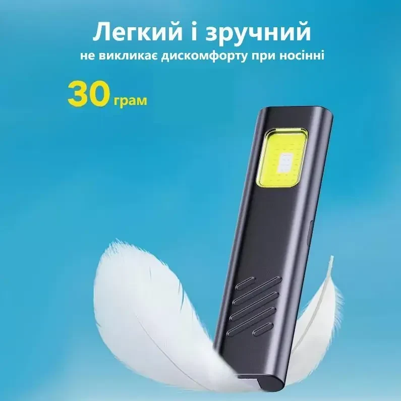Міні ліхтар з кліпсою Security Flashing Work Light Type-C, вбудований акумулятор, багатофункціональний EDC ліхтар