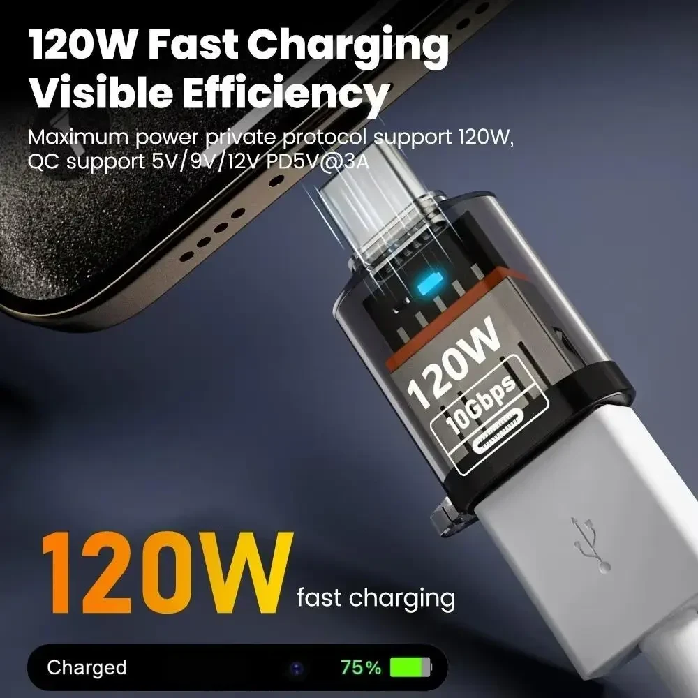 Адаптер USB 3.2 на Type-C OTG 10Gbps 120W для швидкої зарядки та передачі даних