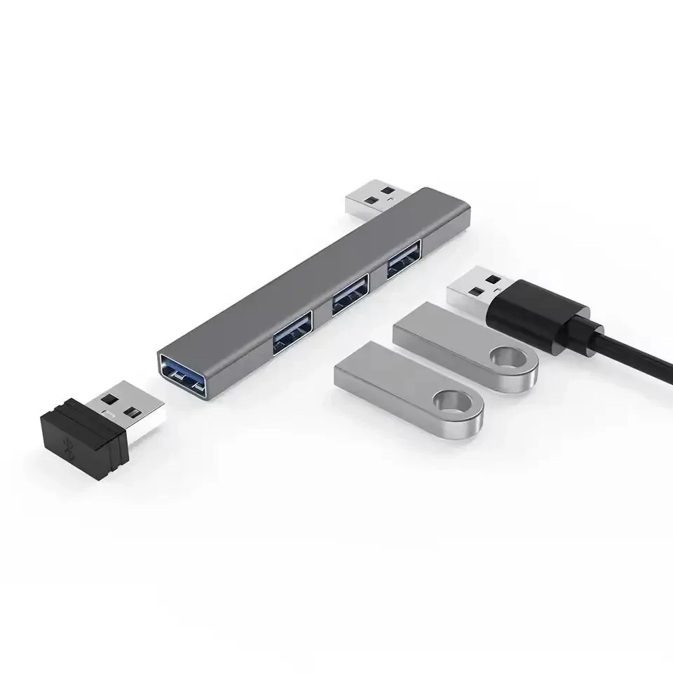 USB хаб 4 в 1 металевий USB 3.0 (вхід USB вихід 4 USB), компактний розгалужувач для ноутбука, ПК, флешки, миші, клавіатури
