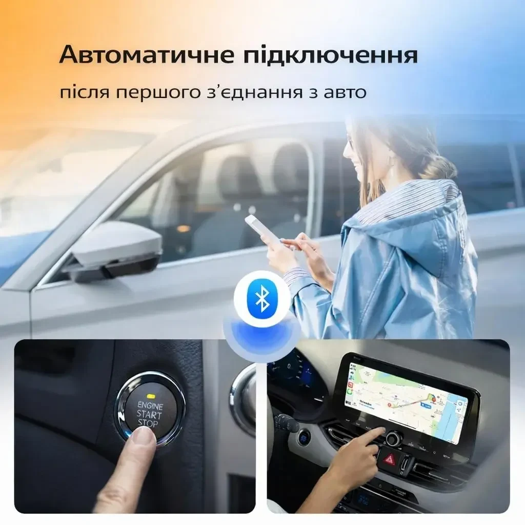 Бездротовий адаптер LEXXSON 2в1 CarPlay / Android Auto для авто з дротовим CarPlay або Android Auto, 5.8 GHz Wi-Fi, Plug and Play