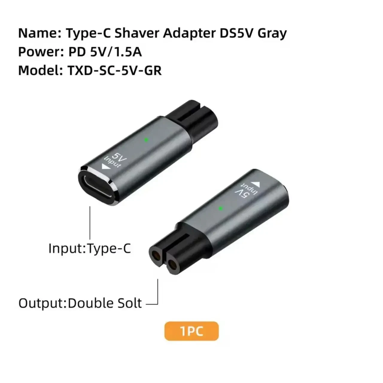 Універсальний адаптер Type-C 5V для електробритв, USB-C Shaver Adapter (сумісний з Philips та іншими)