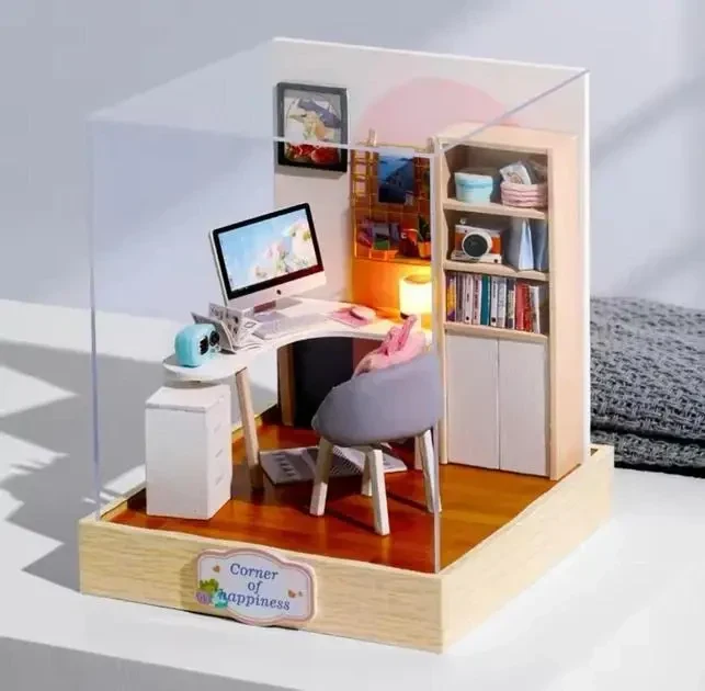 Конструктор 3D Румбокс Corner of Happiness (Мила кімната) з LED-підсвіткою та пилозахисним ковпаком