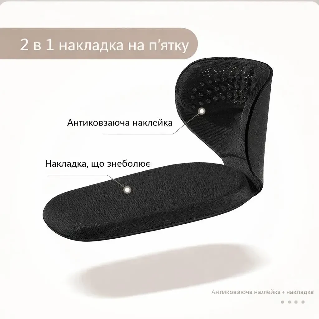 Накладки для взуття T-Shape 2 шт. (пара) — захист п’яти від натирання, антиковзаючі устілки, регулювання розміру взуття, Чорні