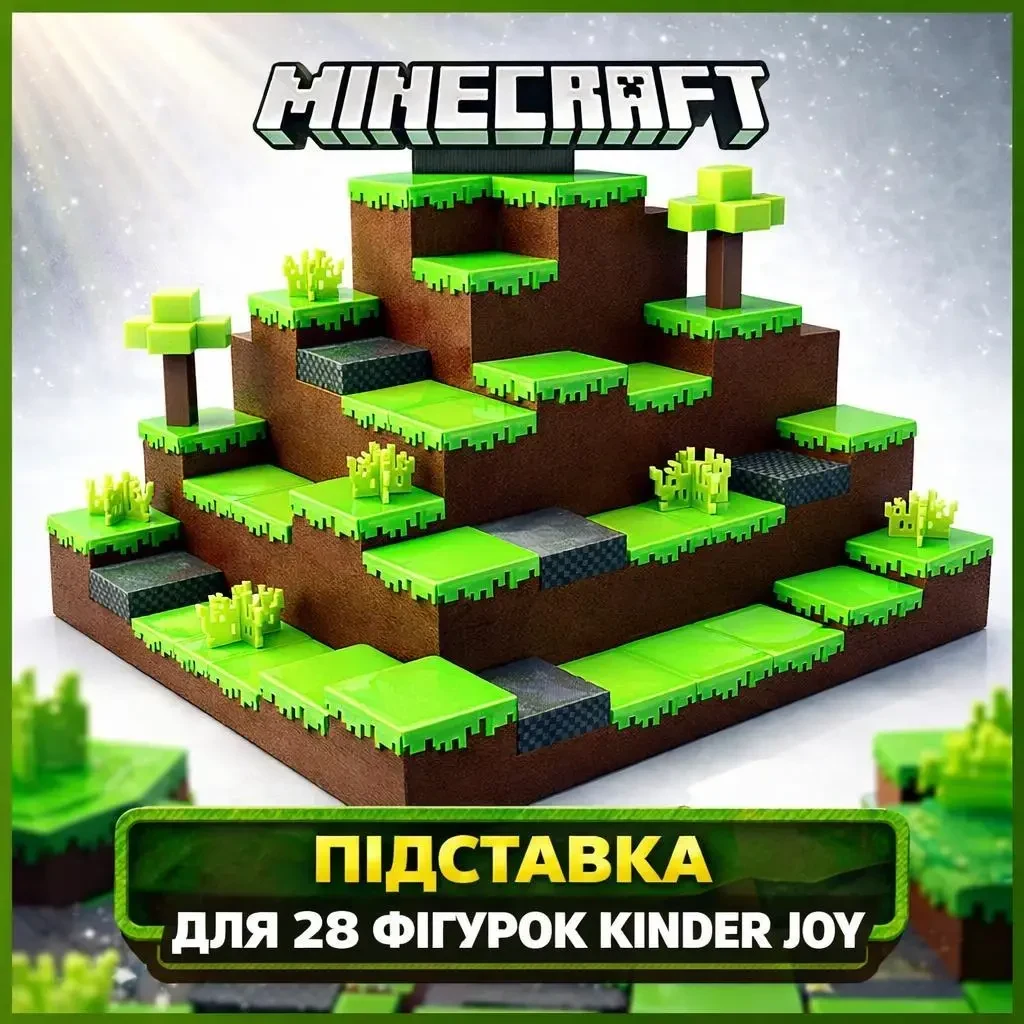 3D Підставка для зберігання всієї колекції фігурок Kinder Joy Minecraft Кіндер Джой, Display Stand для 28 фігурок Майнкрафт