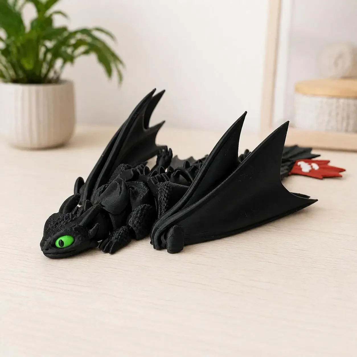 Рухлива іграшка Дракон Беззубик (Toothless) 20 см — 3D друк, гнучкий PLA, з мультфільму «Як приручити дракона», Чорний