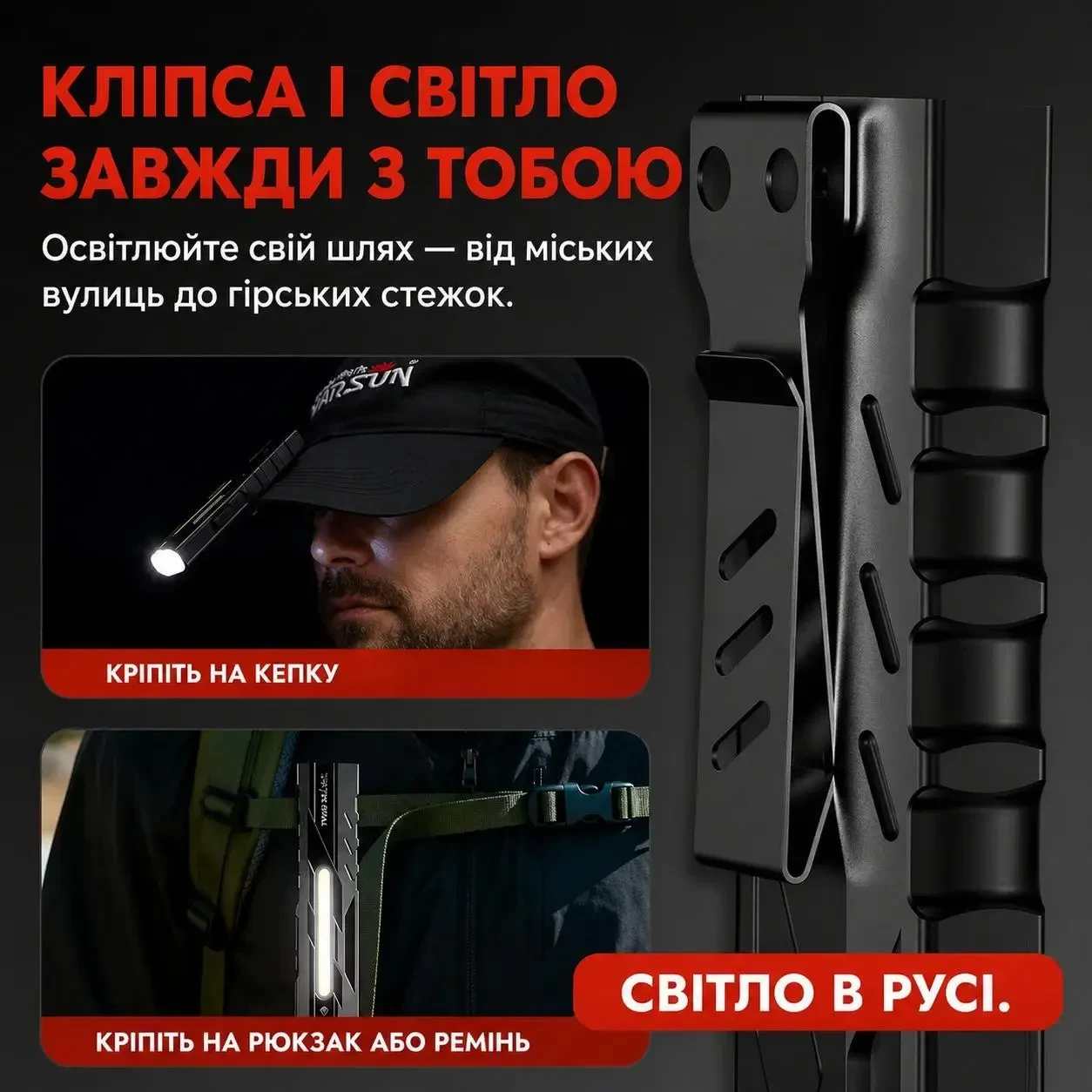 Ліхтарик металевий Warsun T9 PRO 3.0 1500LM EDC — компактний, магнітний, з UV та COB світлом, Type-C, Чорний