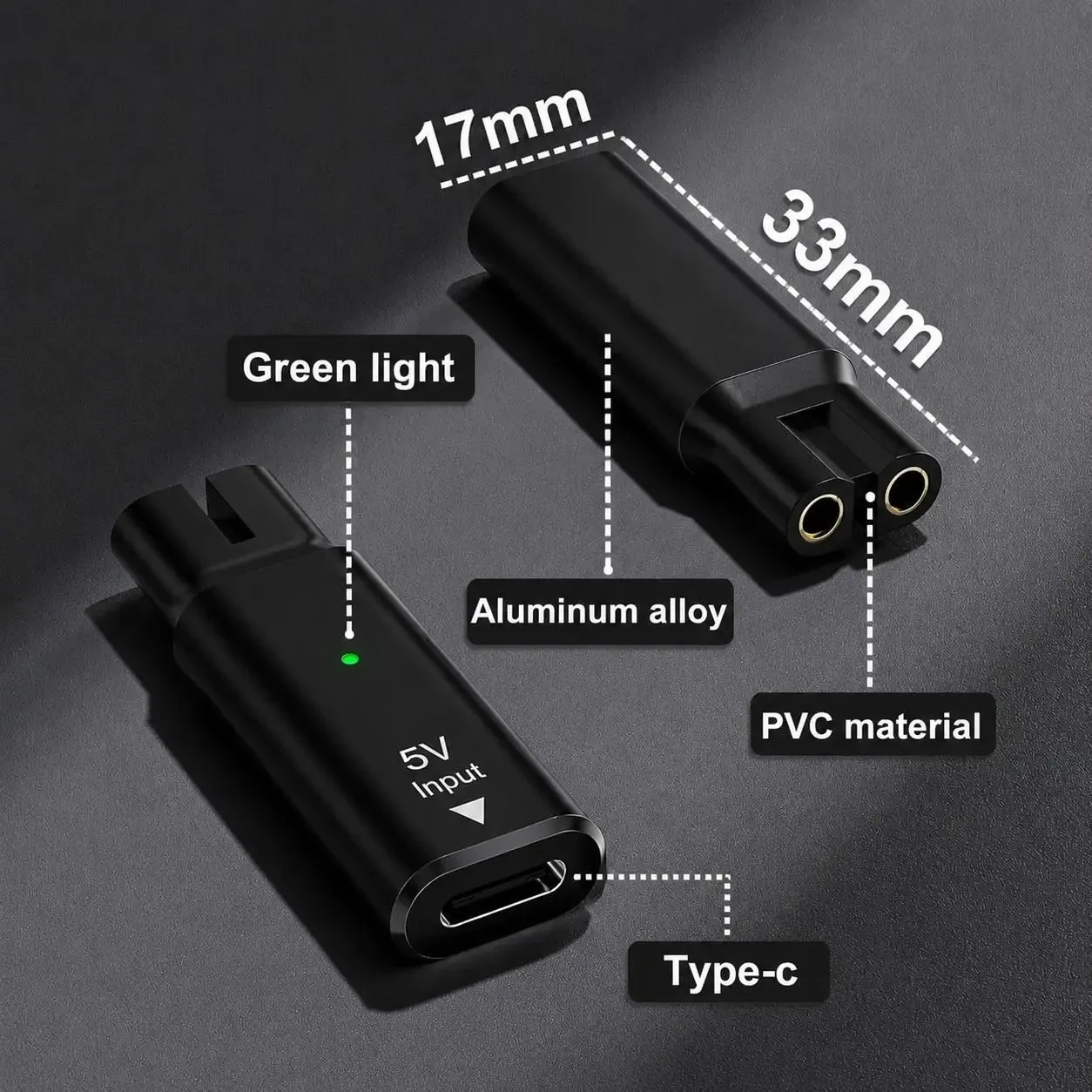 Універсальний адаптер Type-C 5V для електробритв, USB-C Shaver Adapter (сумісний з Philips та іншими), Чорний