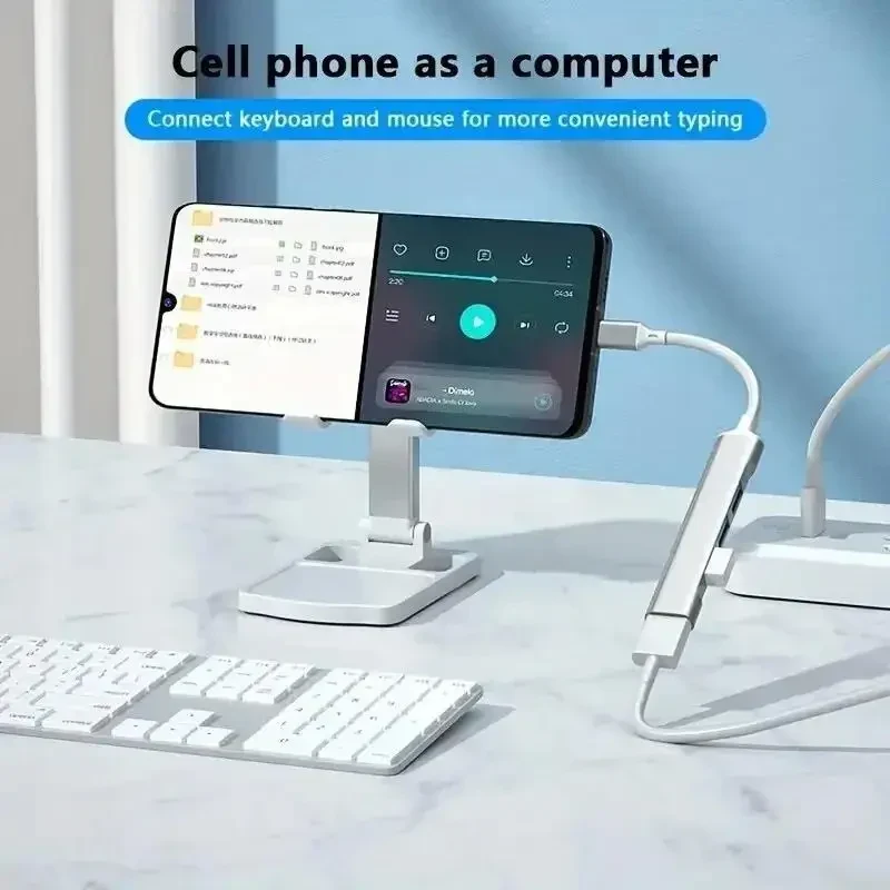USB хаб 4 в 1 металевий USB 3.0 (вхід TYPE-C вихід 4 USB), компактний розгалужувач для ноутбука, ПК, Сріблястий