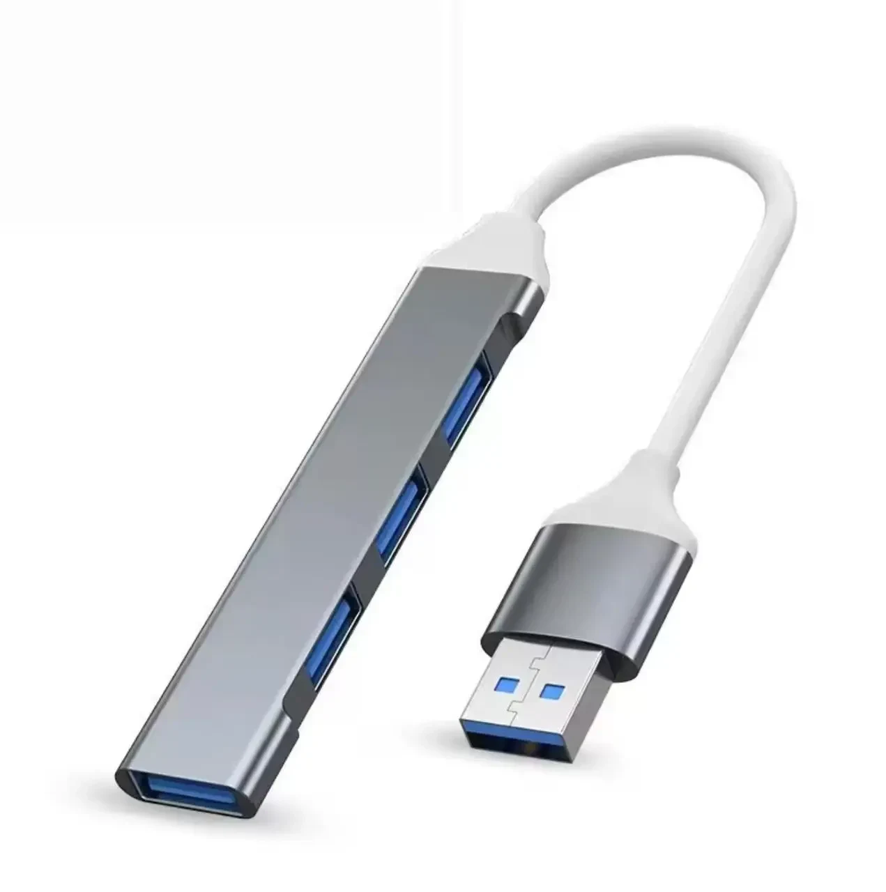 USB хаб 4 в 1 металевий USB 3.0 (вхід USB вихід 4 USB), компактний розгалужувач для ноутбука, ПК, Сірий