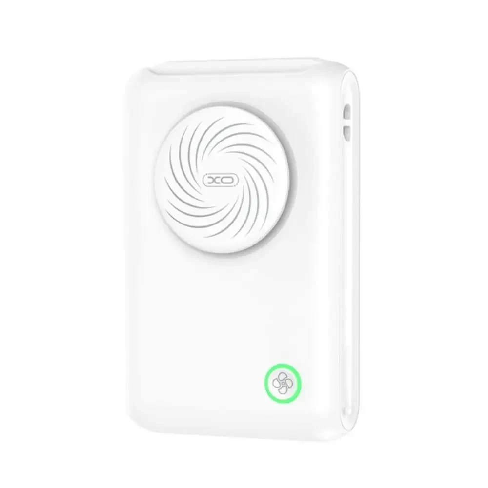 Портативний вентилятор XO MF95 2000mAh на шию з кліпсою та підставкою, USB Type-C, 3 режими швидкості, Білий