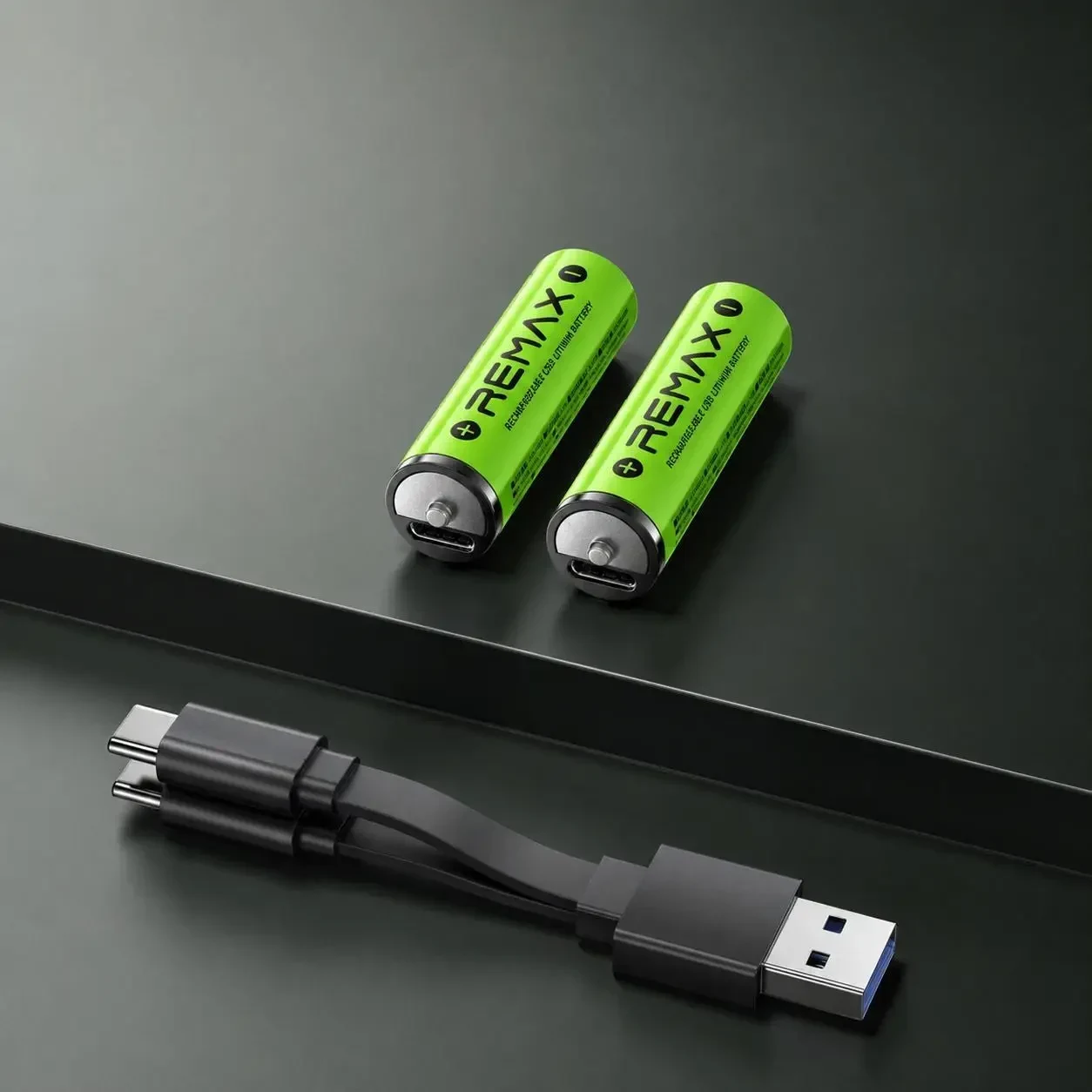 Акумуляторні батарейки 2 шт AA REMAX 1.5V Li-ion 1750mAh (3071mWh/3.7V) USB Type-C + кабель для заряджання
