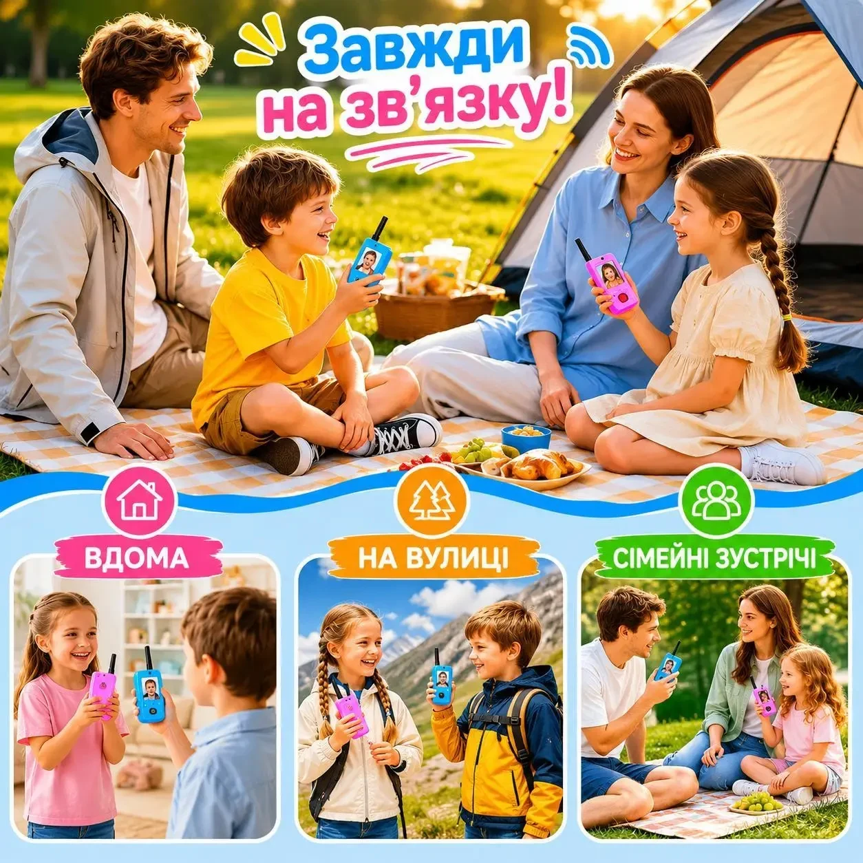 Дитячі відеорації Video Walkie Talkie 2 шт з відеозв'язком, кольоровим екраном, камерою, акумулятором 500mAh та зарядкою USB