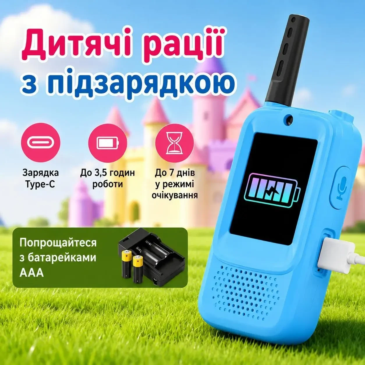 Дитячі відеорації Video Walkie Talkie 2 шт з відеозв'язком, кольоровим екраном, камерою, акумулятором 500mAh та зарядкою USB