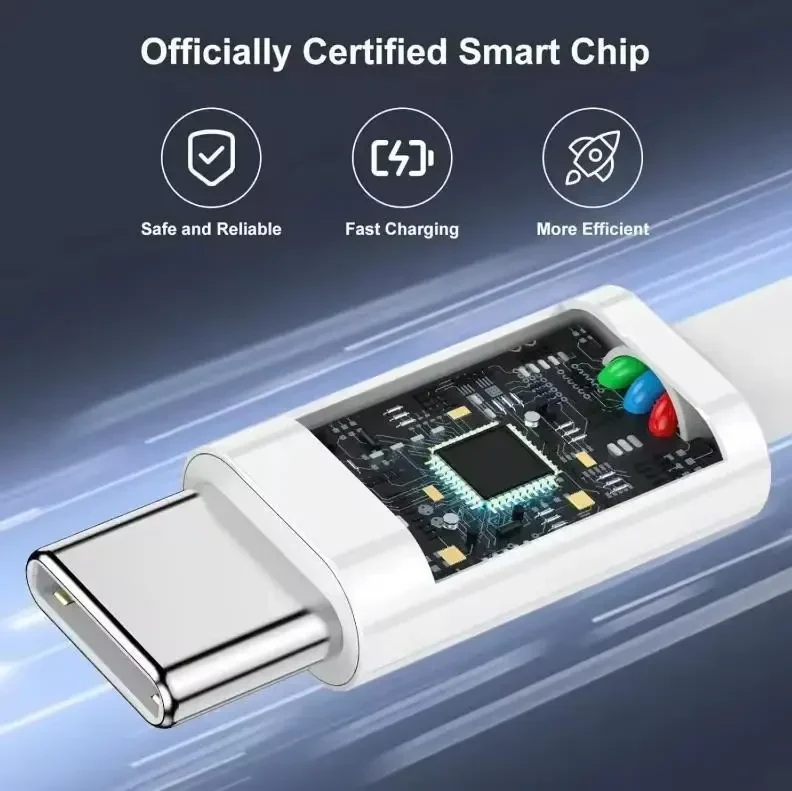 Набір кабелів 3шт. USB-A → USB-C 100W Fast Charging, 3 шт – швидка зарядка для iPhone, Samsung, Xiaomi, Huawei | Білий