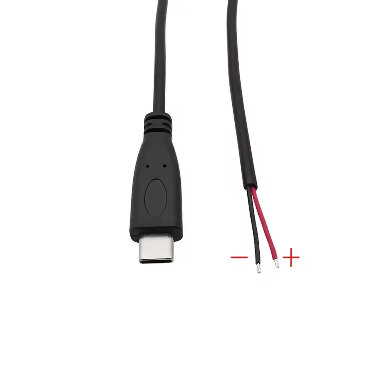 Кабель живлення USB-C з вільними кінцями під пайку, 30 см, 5 В 2 А, 22AWG, 1 шт., чорний